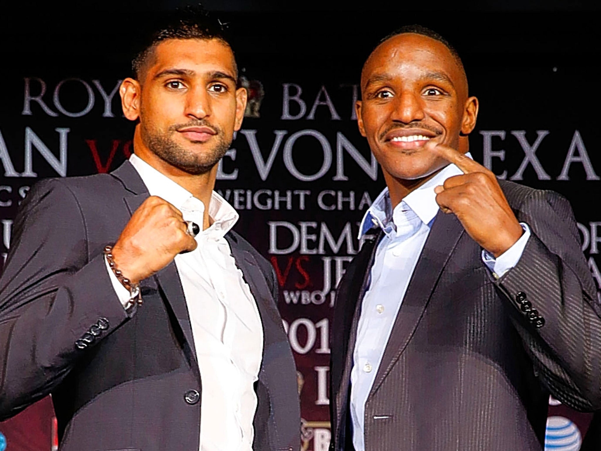 Amir Khan (left) fights Devon Alexander (right) on Saturday, but victory is far from sure to lead to a bout against Floyd Mayweather Jnr