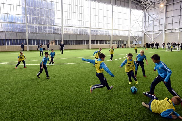 Young players enjoying the facilities at Manchester City’s new £200m academy which opened this week