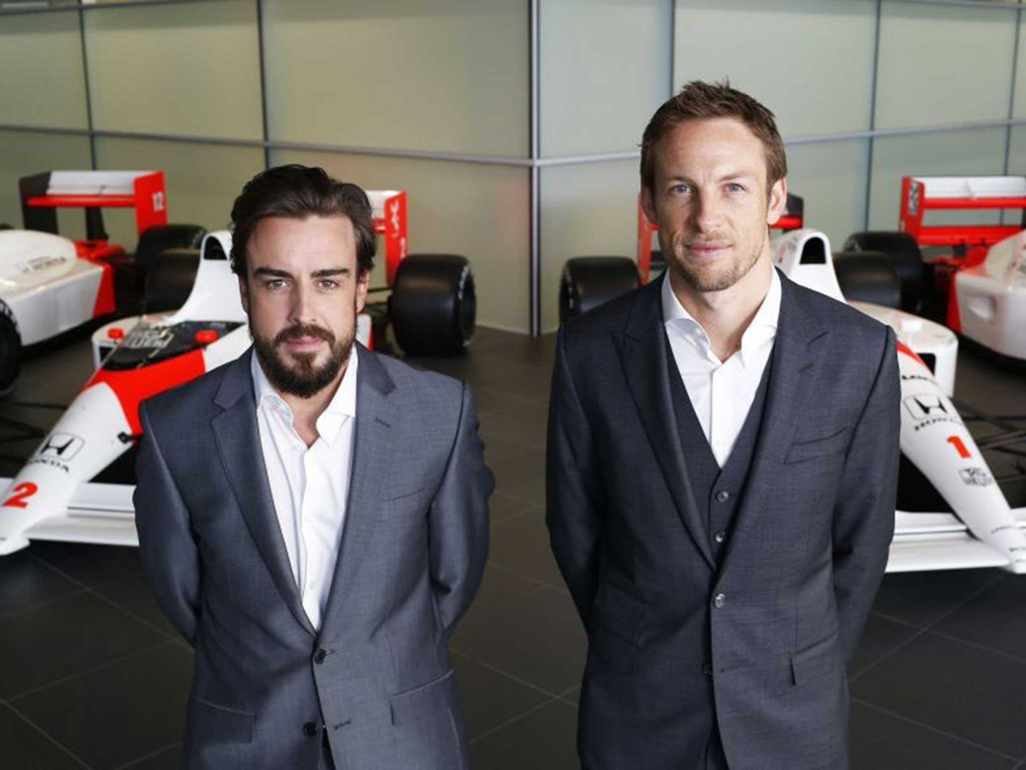 Jenson Button (right) with his new McLaren team-mate, Fernando Alonso