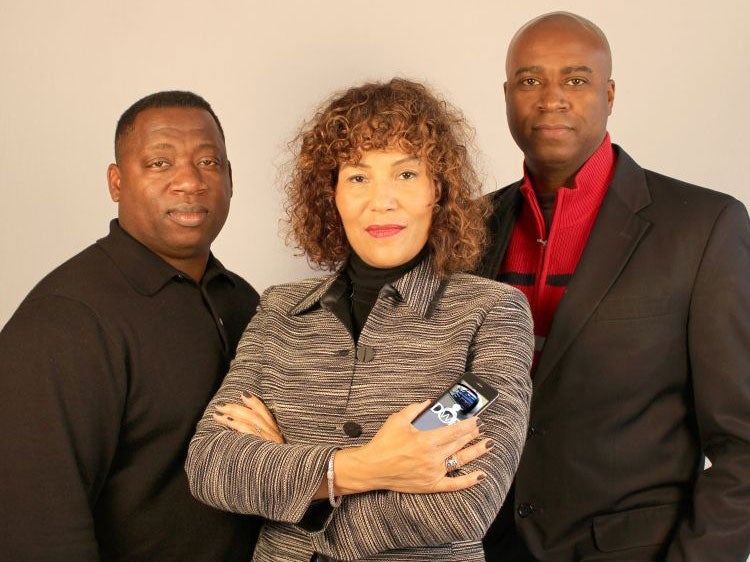 This undated handout photo shows creators of the Driving While Black app in Portland, Ore., from left, software developer James Pritchett, lawyers Mariann Hyland and Melvin Oden-Orr.