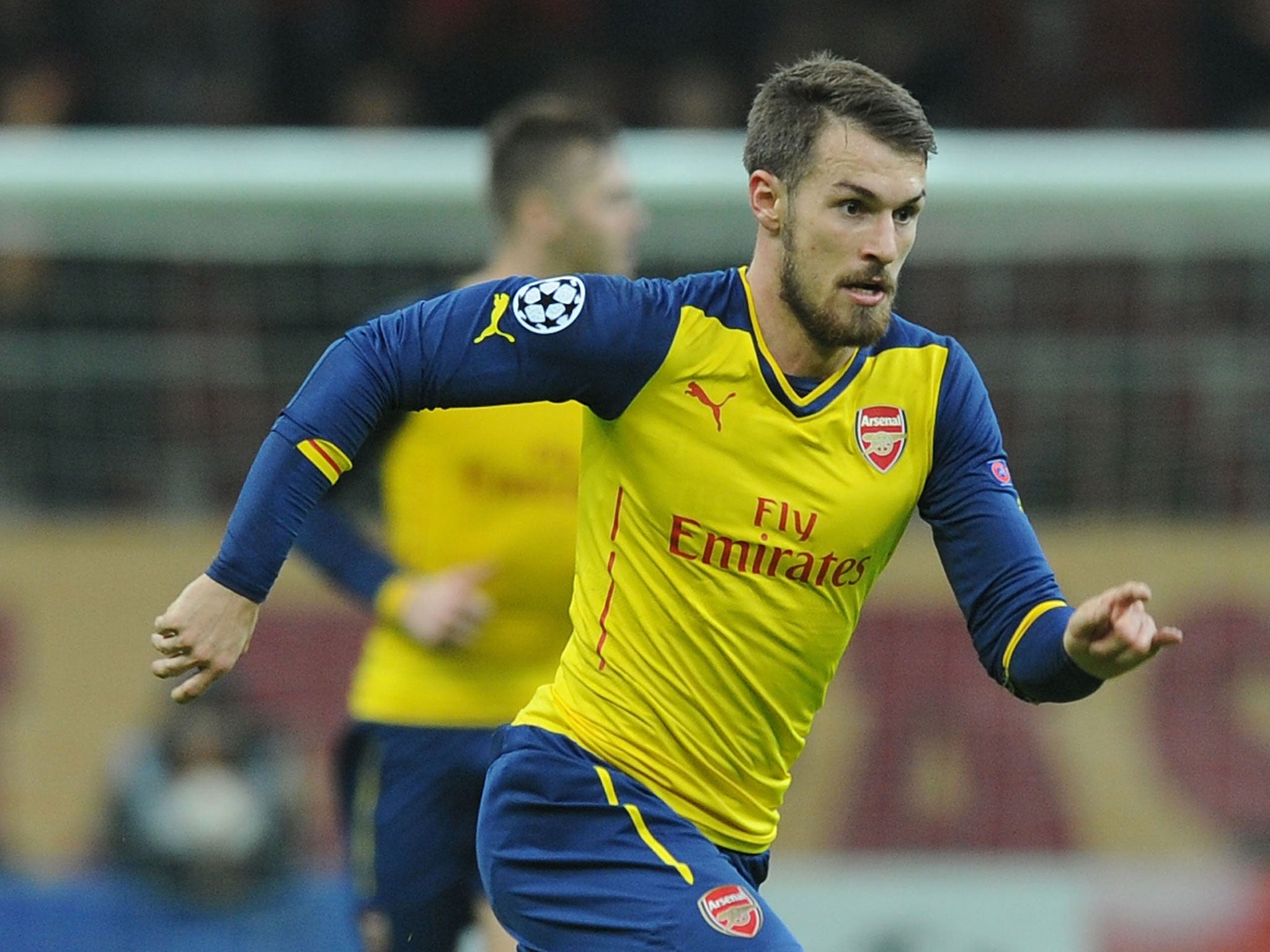Aaron Ramsey was forced off at half-time after suffering a hamstring injury
