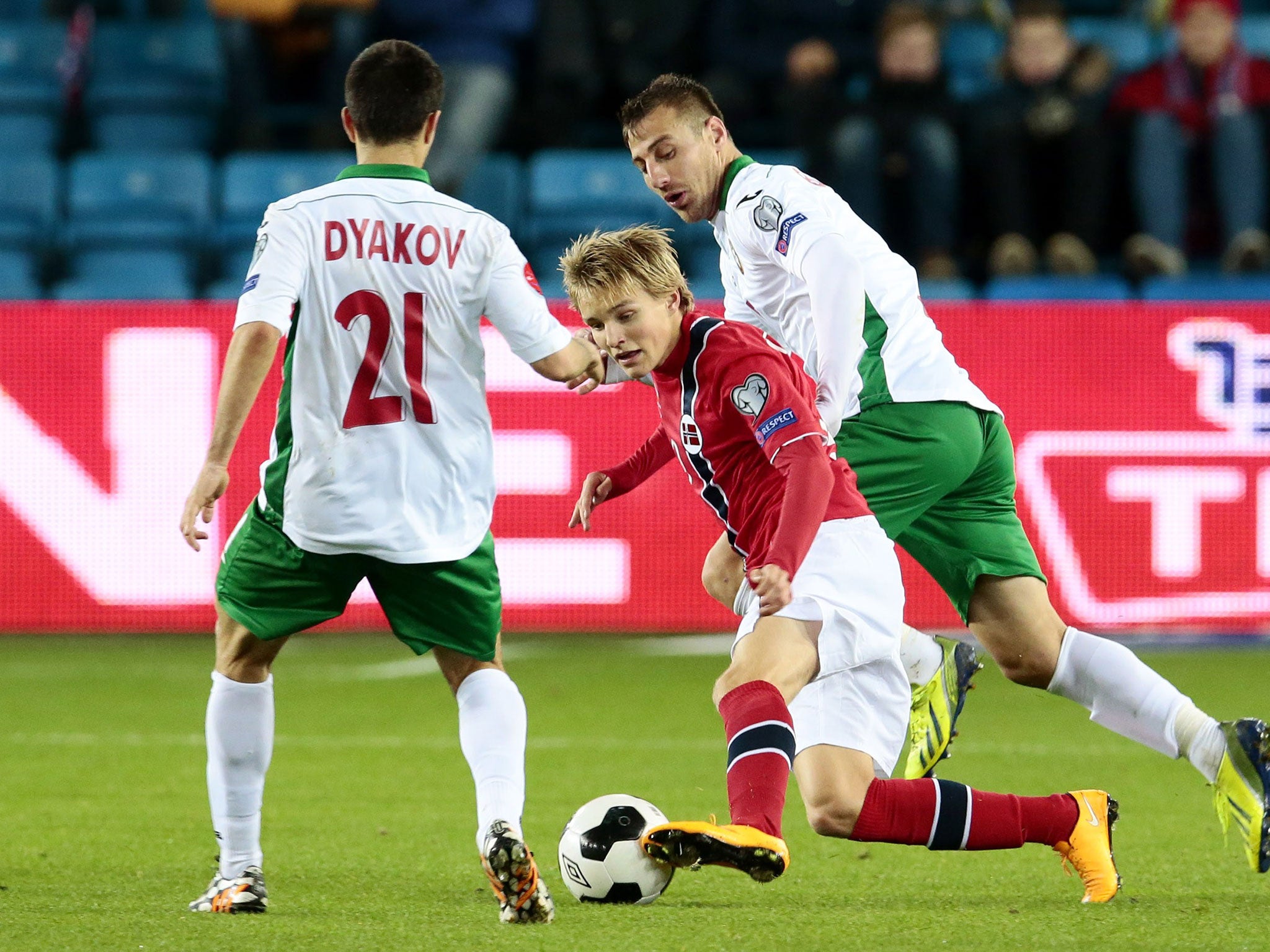 Martin Odegaard in action for Norway