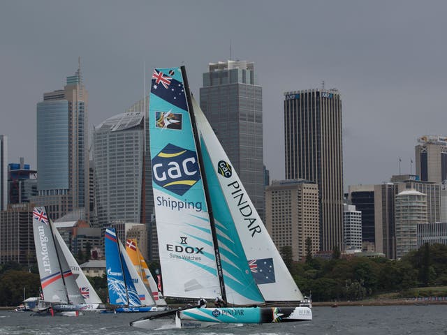 Lively conditions and spectacular backdrops as racing began in the Extreme Sailing Series finale in Sydney, Australia