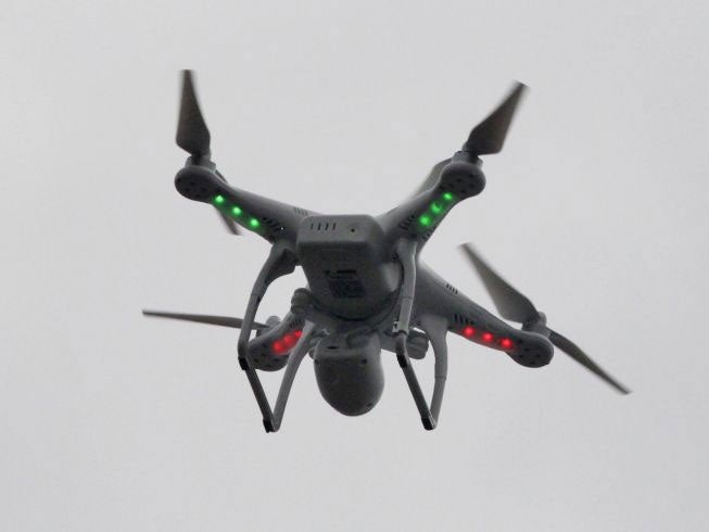 A drone, similar to the machine used by an unknown operator in July