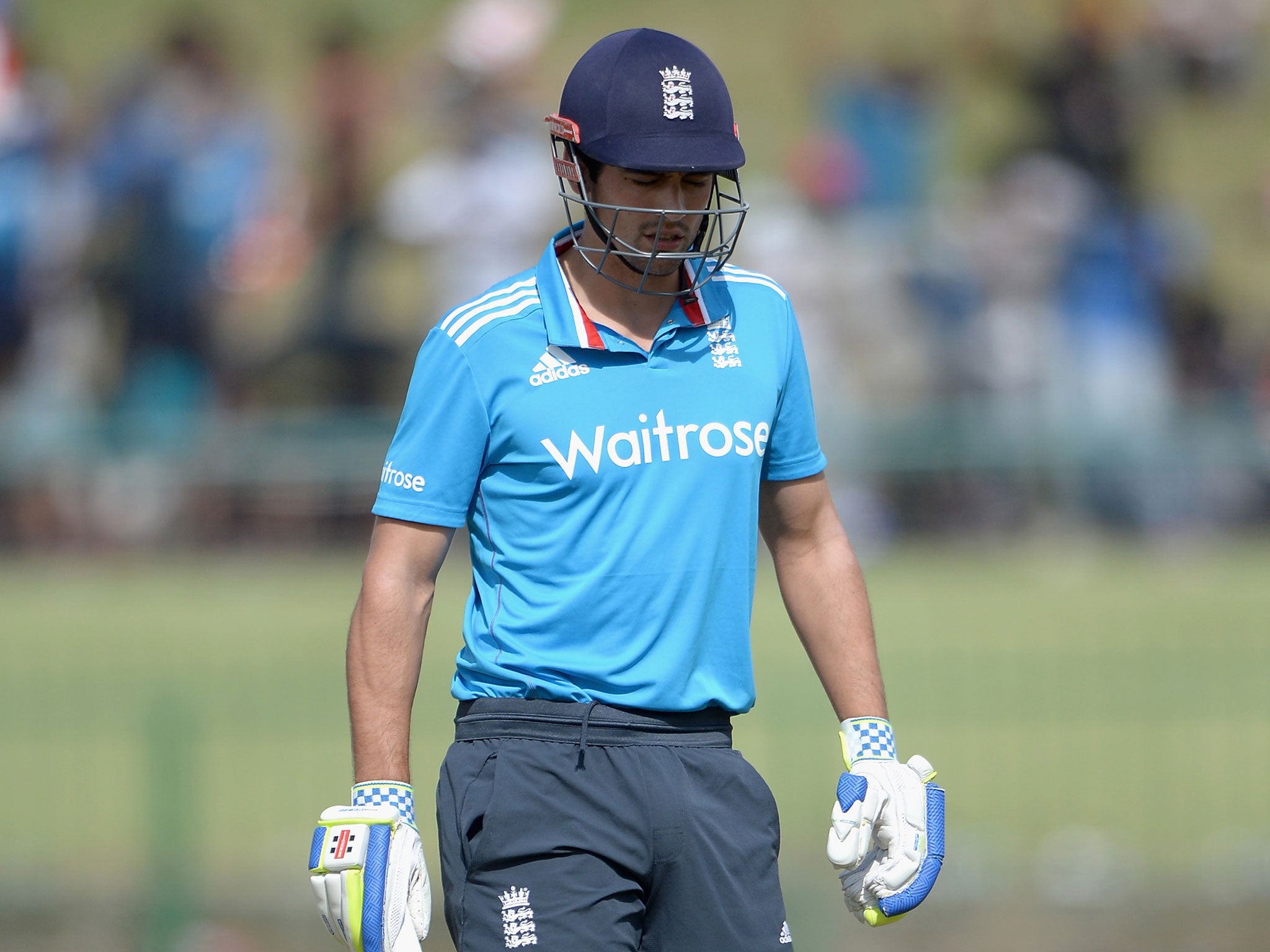 Cook walks off the field after being given out lbw