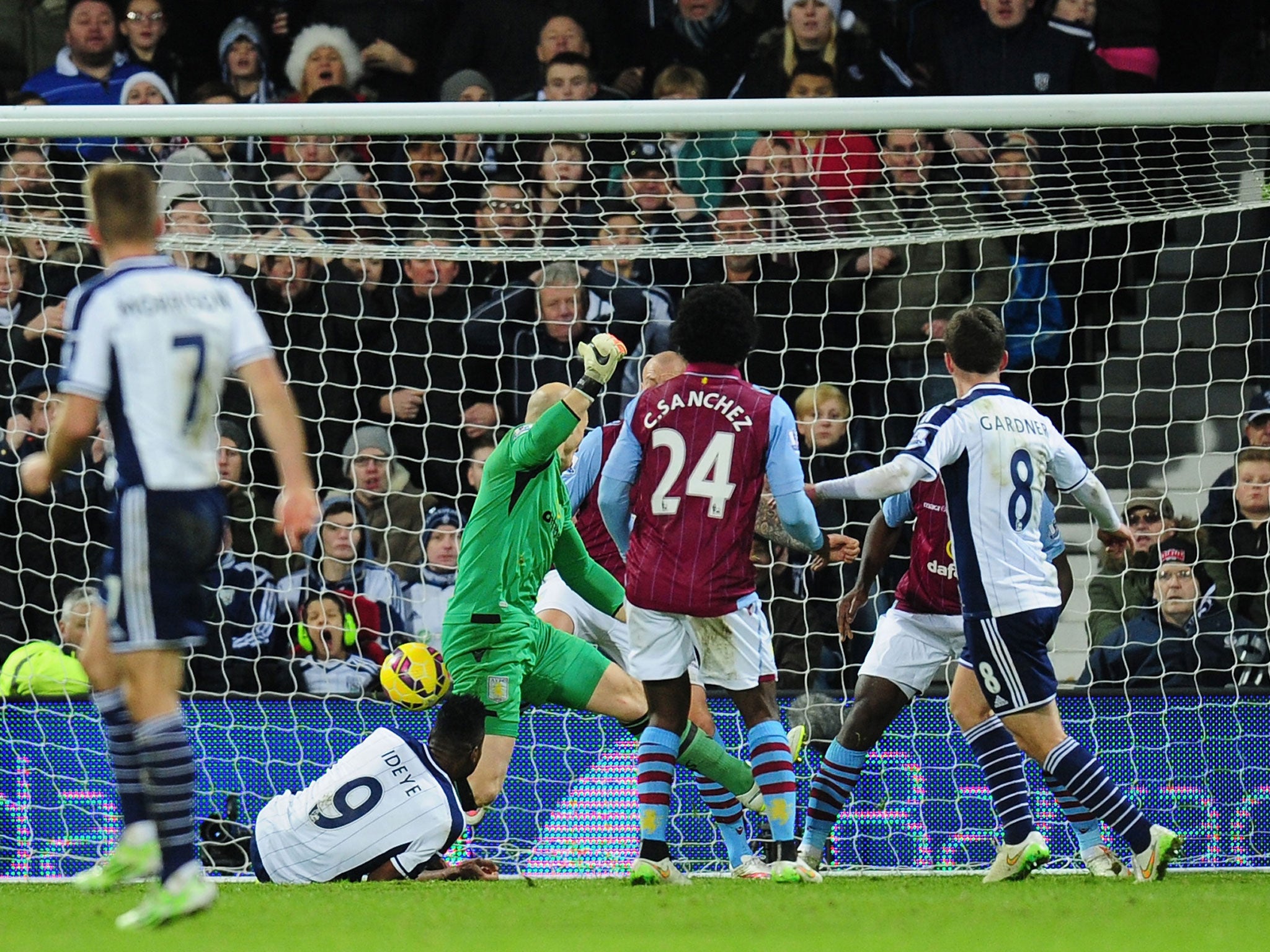 Craig Gardner finally breaks the deadlock to put the Baggies ahead of 10-man Villa