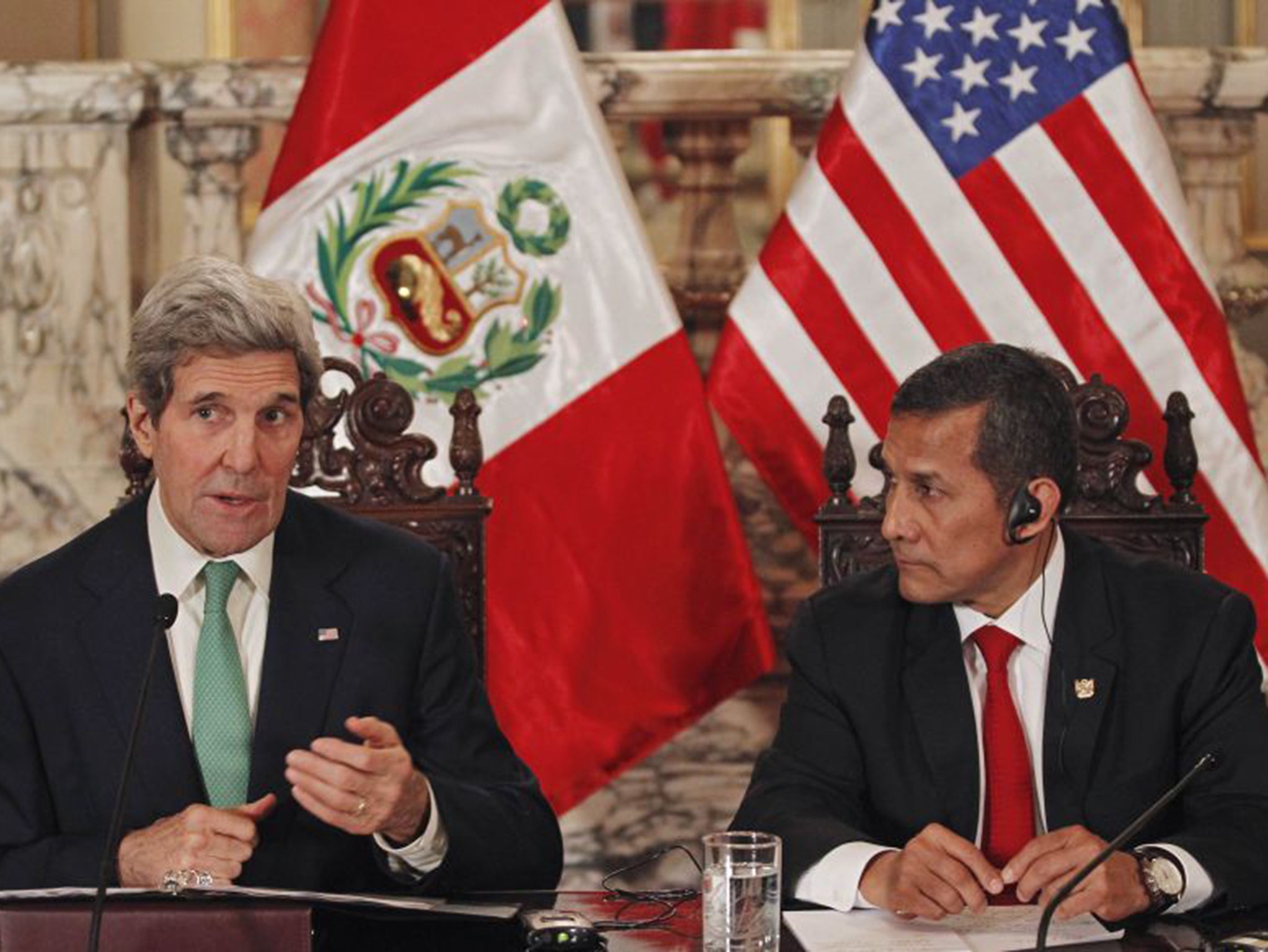 John Kerry and Peru’s President Ollanta Humala