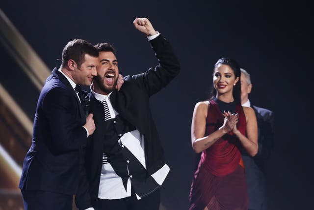 Andrea Faustini looks triumphant after hearing he has not made it through to Sunday's live final