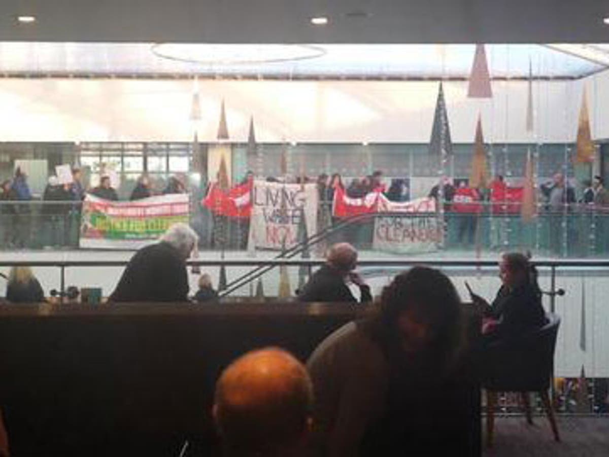 Three arrested in London Living Wage protest in Oxford Street for