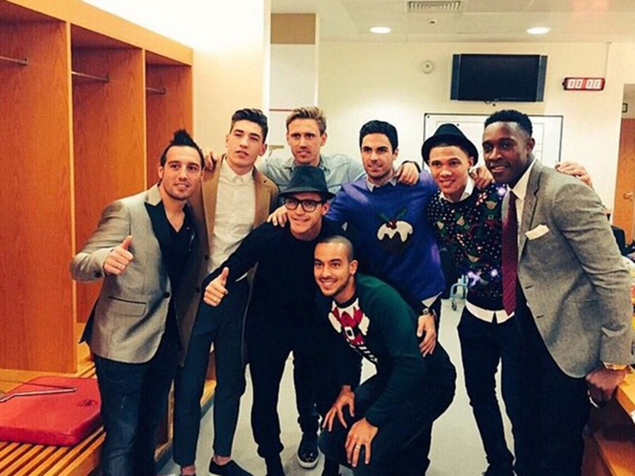 Arsenal's stars were in festive mood ahead of their night off