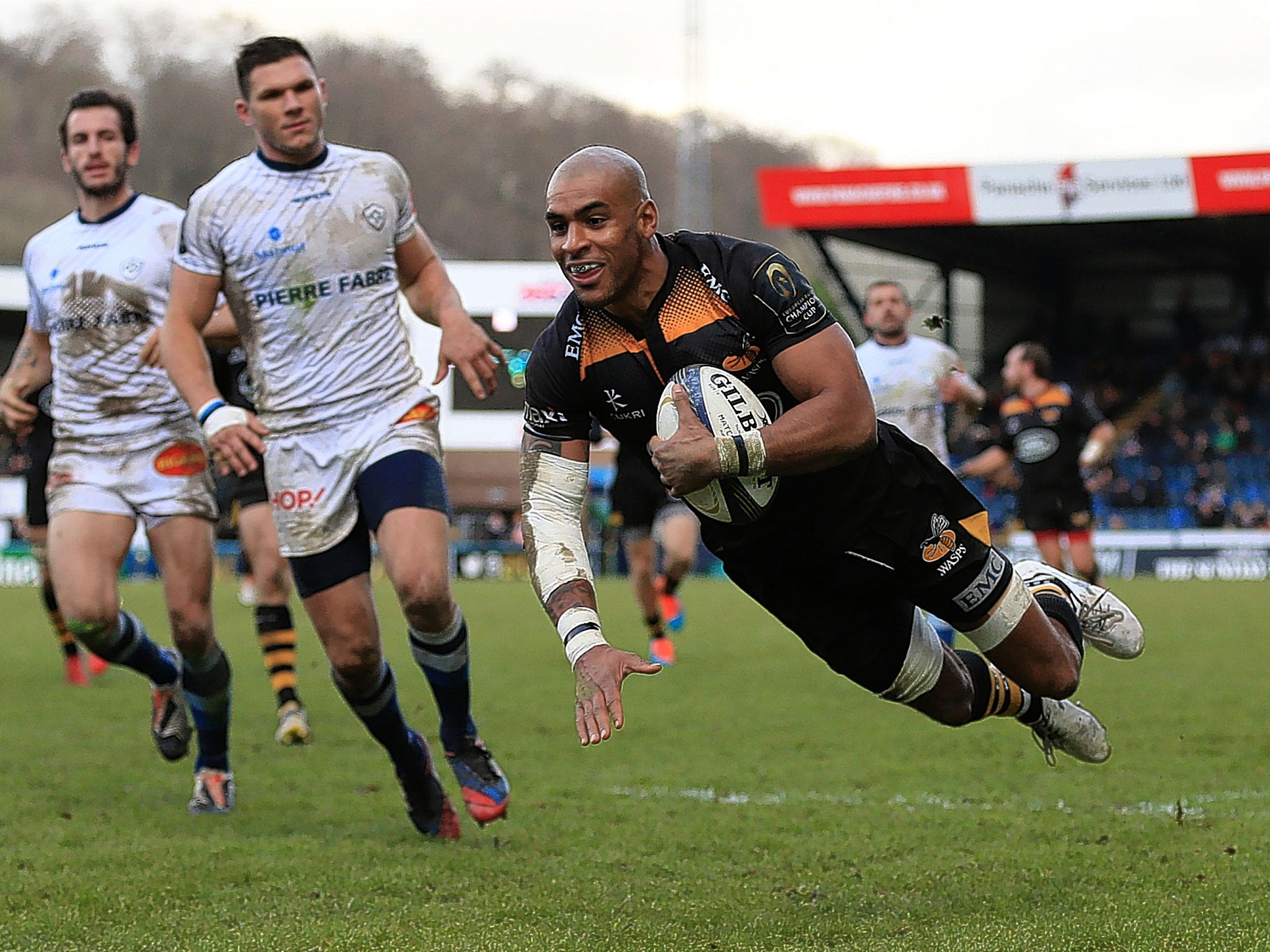 Wasps’ Tom Varndell scores his second try