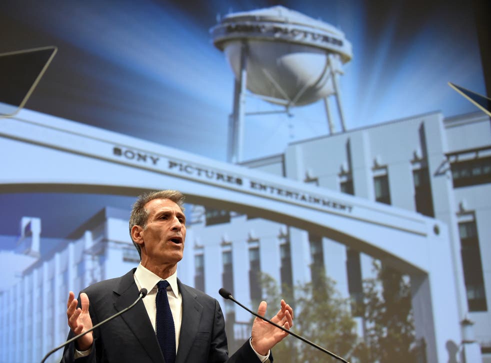 Sony Entertainment CEO and Sony Pictures Entertainment chairman and CEO Michael Lynton speaks at the company's headquarters in Tokyo on November 18
