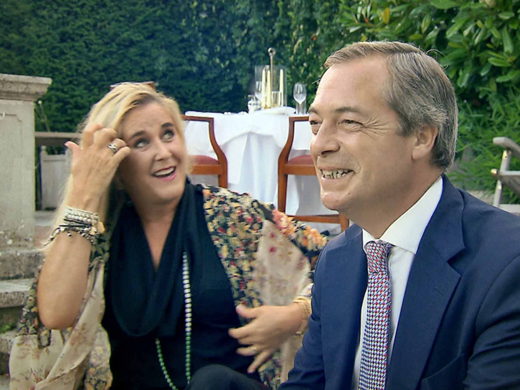 Laugh a minute: Steph Parker with Nigel Farage