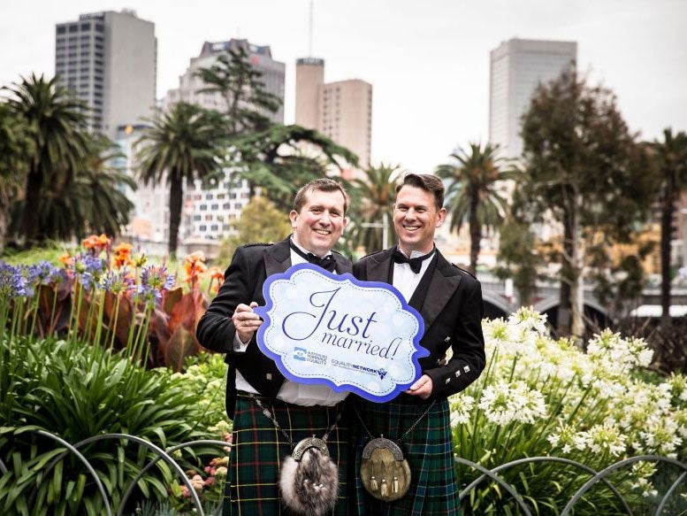 Douglas Pretsell (left) and Peter Gloster, who have become the first to convert their Scottish civil partnership to marriage.