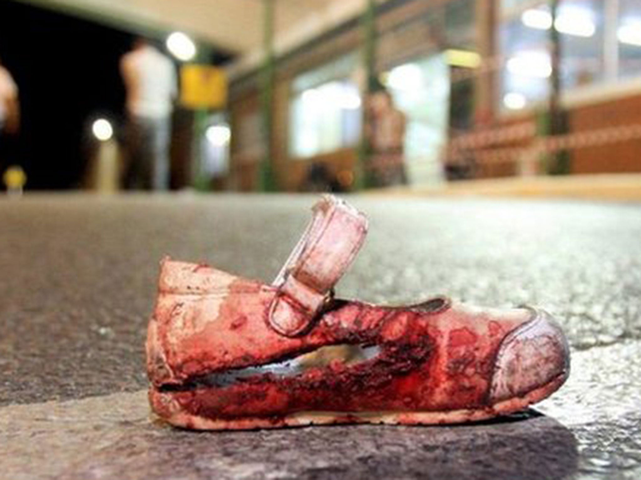 This picture, taken in Ashkelon in 2008, shows the same bloody shoe