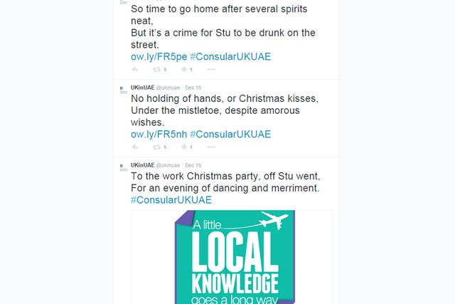 British embassy staff in the United Arab Emirates posted the poem on twitter