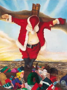 Did Japanese workers display Santa on a crucifix?