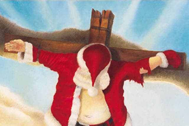 Controversial artwork: Robert Cenedella painted a crucified Santa