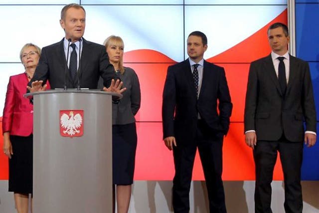 Polish minister Rafal Trazaskowski (second from right)