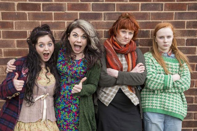 Caitlin Moran with cast members of Raised By Wolves