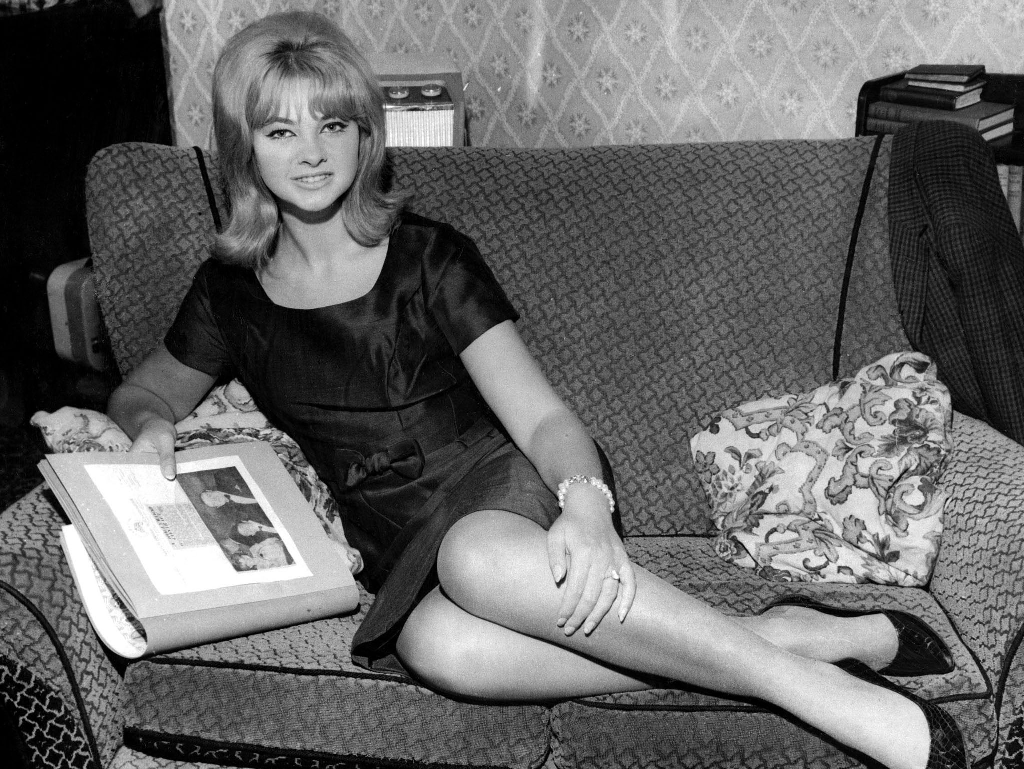 Mandy Rice-Davies at her home in Birmingham in 1963 at the height of the Profumo scandal