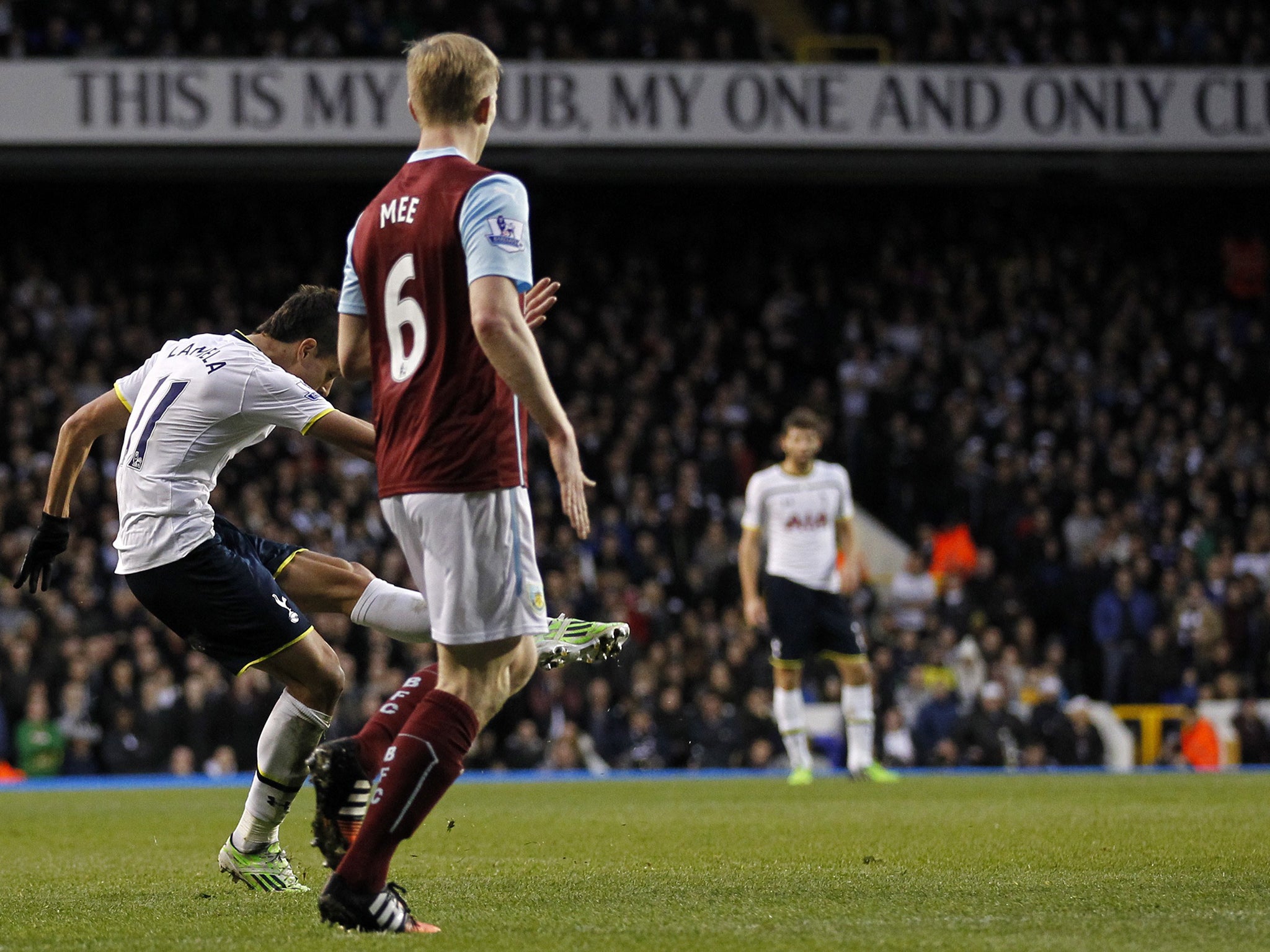 Erik Lamela scores his first Premier League goal for Tottenham