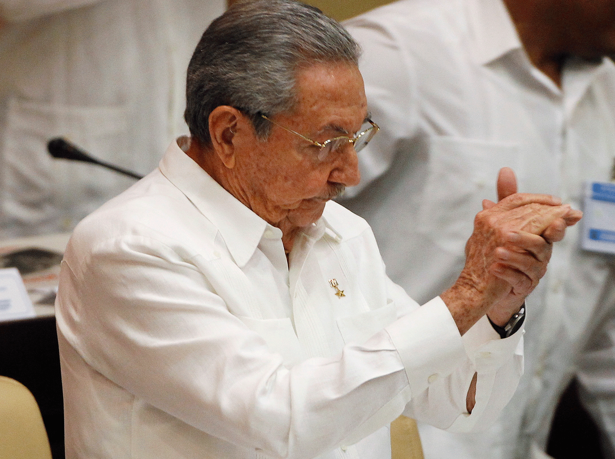 Raul Castro speaking in Cuba's National Assembly on Saturday