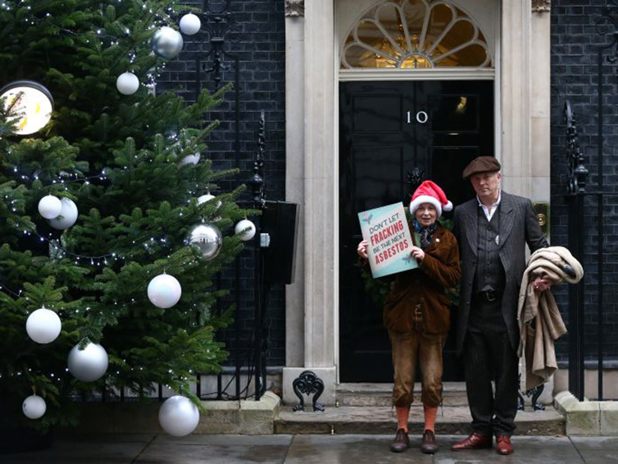 Vivienne Westwood and her son Joe Corré deliver an anti-fracking letter to No 10 last week