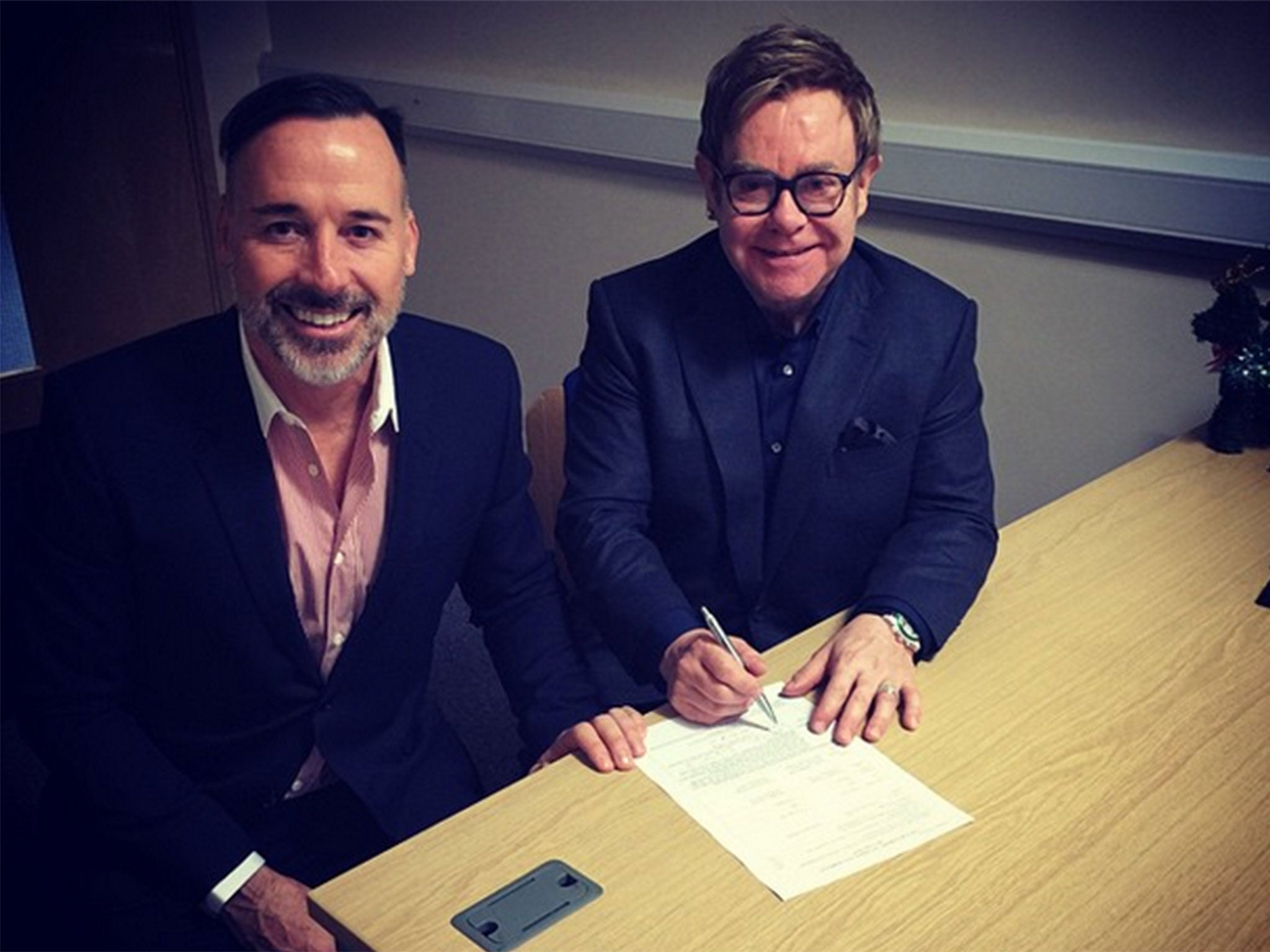 Elton John and David Furnish finalise their marriage paperwork