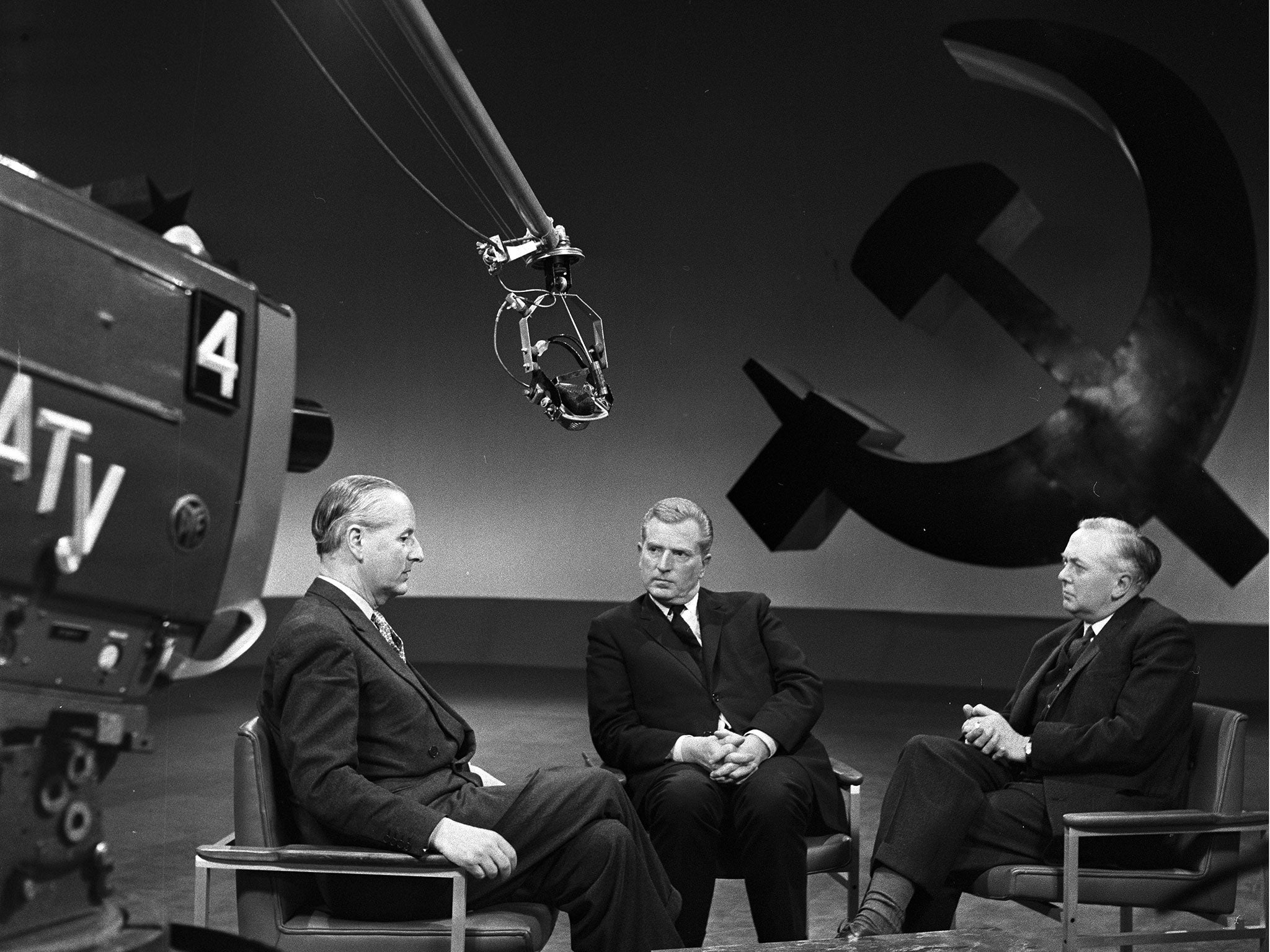 Freeman, centre, with Lord Gladwyn, left, and Harold Wilson on the programme The Great Divide in 1963