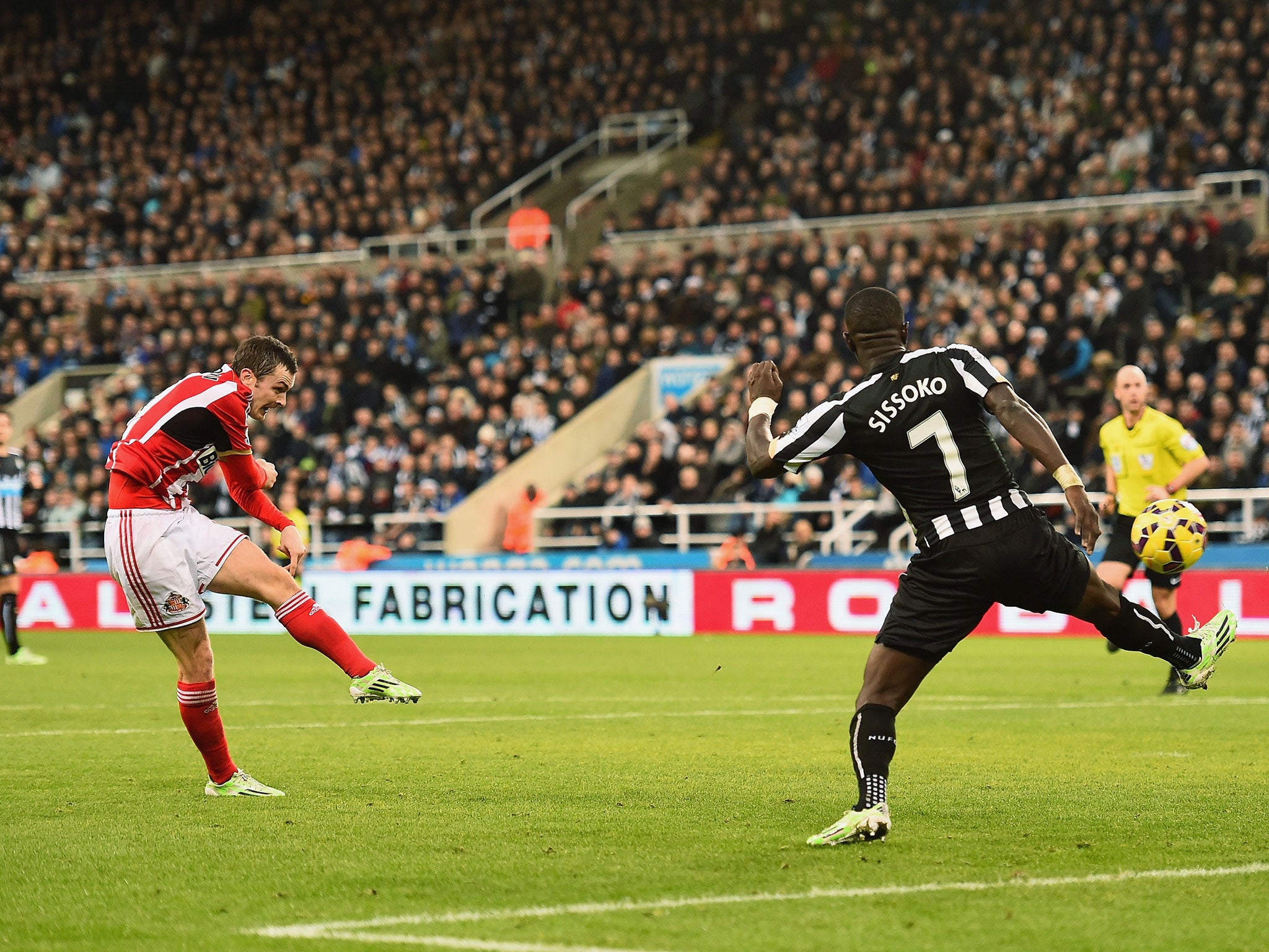 Adam Johnson strikes his late winner at St James' Park