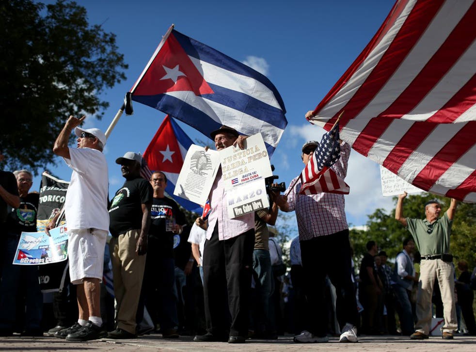 Cuban exiles in Miami  protest against President Obama’s move to normalise relations with Raul Castro