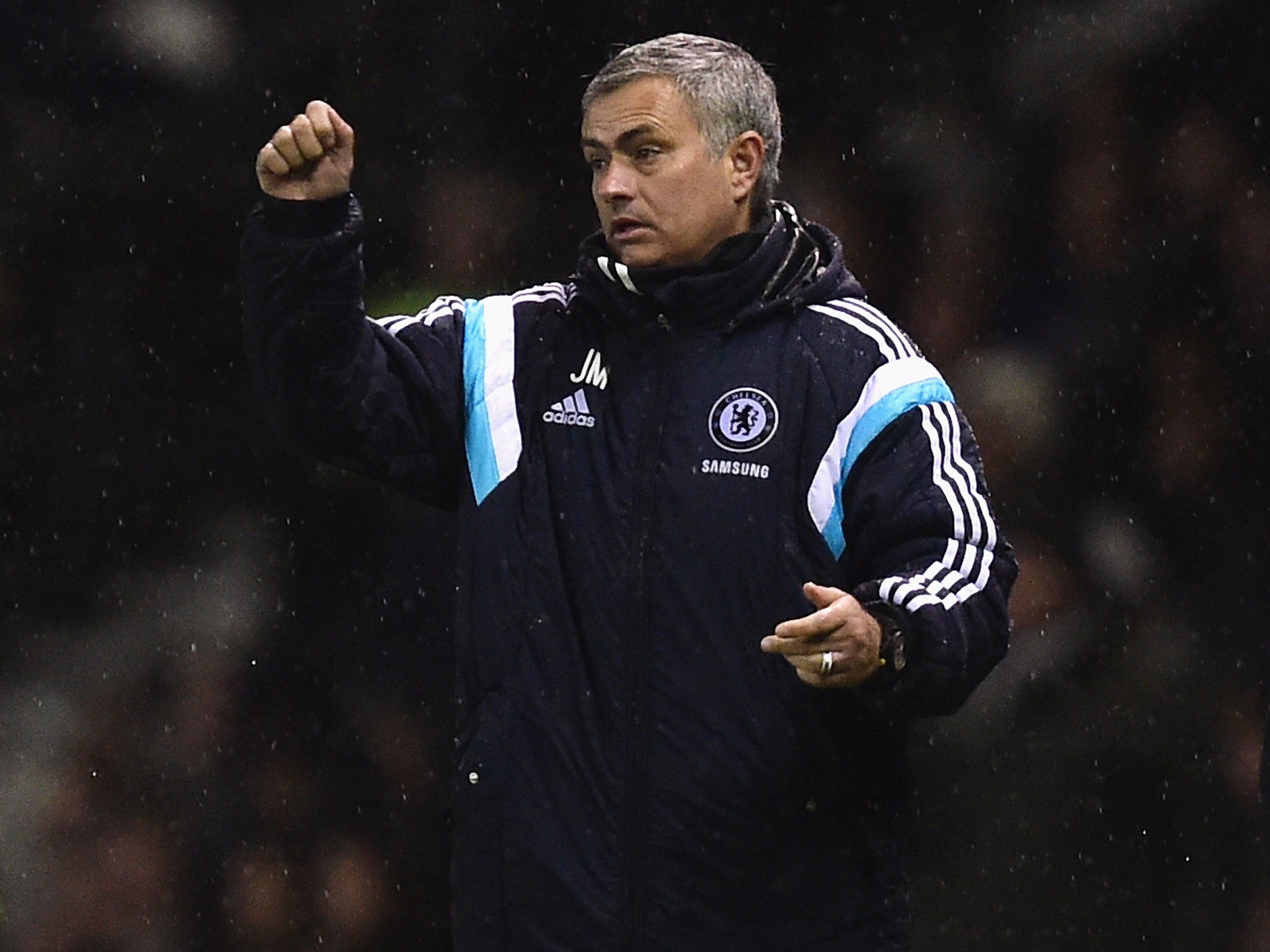 Jose Mourinho makes a point on the touchline
