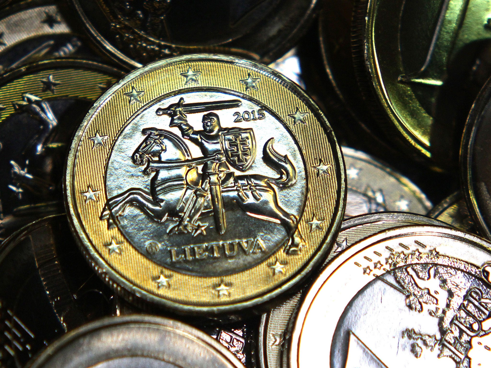 A Lithuanian one euro coin