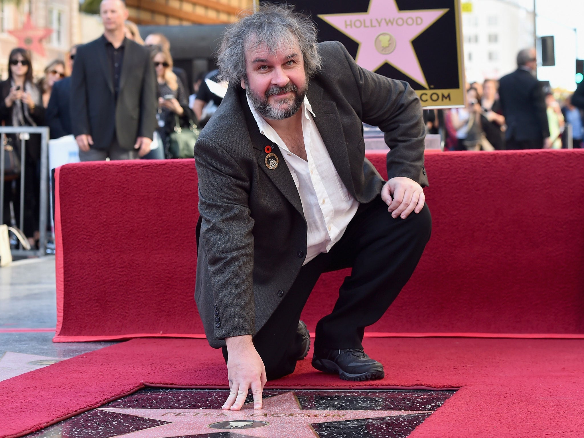 The Lord of the Rings and The Hobbit director Peter Jackson with his star on the Hollywood Walk of Fame