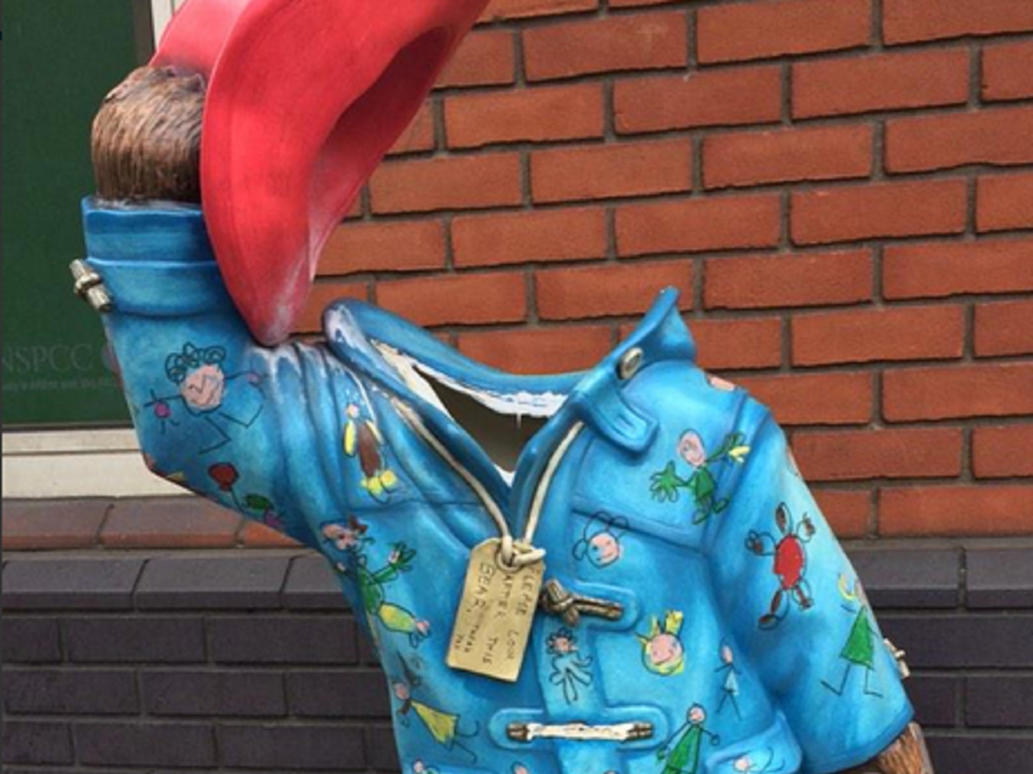 The Paddington Bear as it was found on Curtain Road after it was damaged by vandals