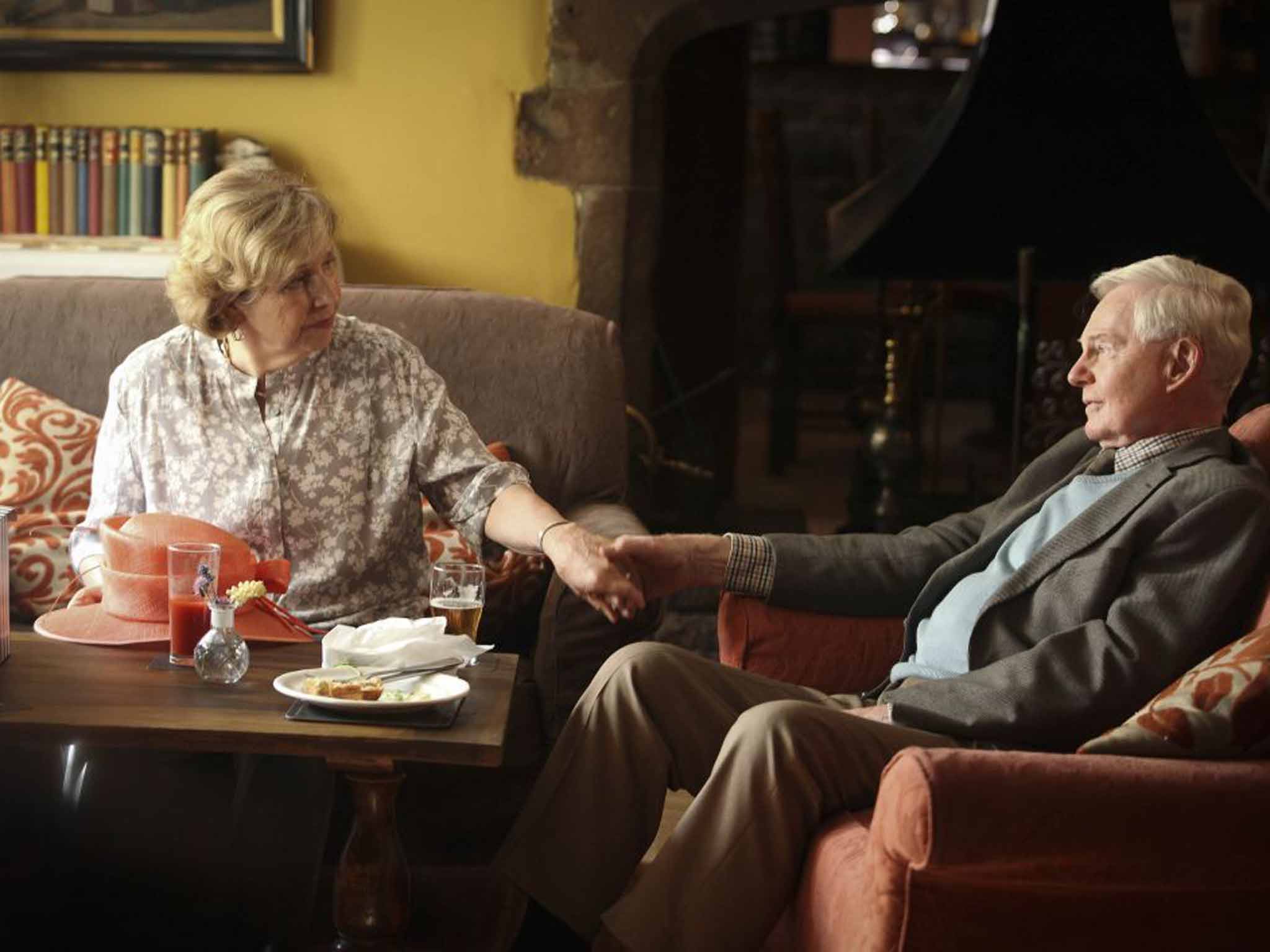 Anne Reid and Derek Jacobi in character as Celia and Alan