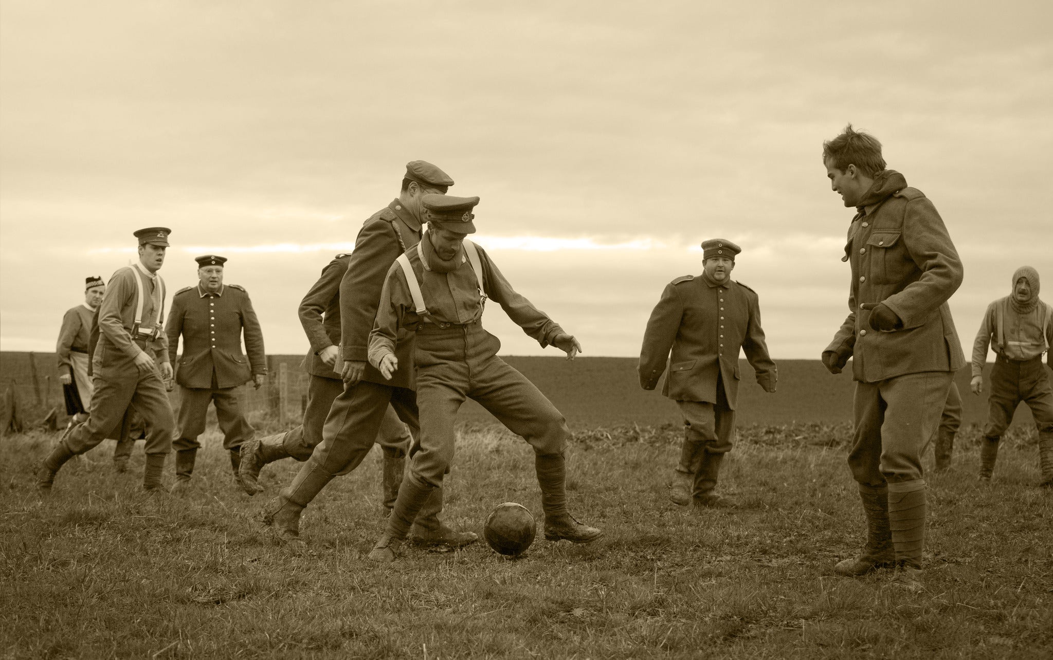 A re-enactment of the 1914 Christmas Truce in Ploegsteert, Belgium