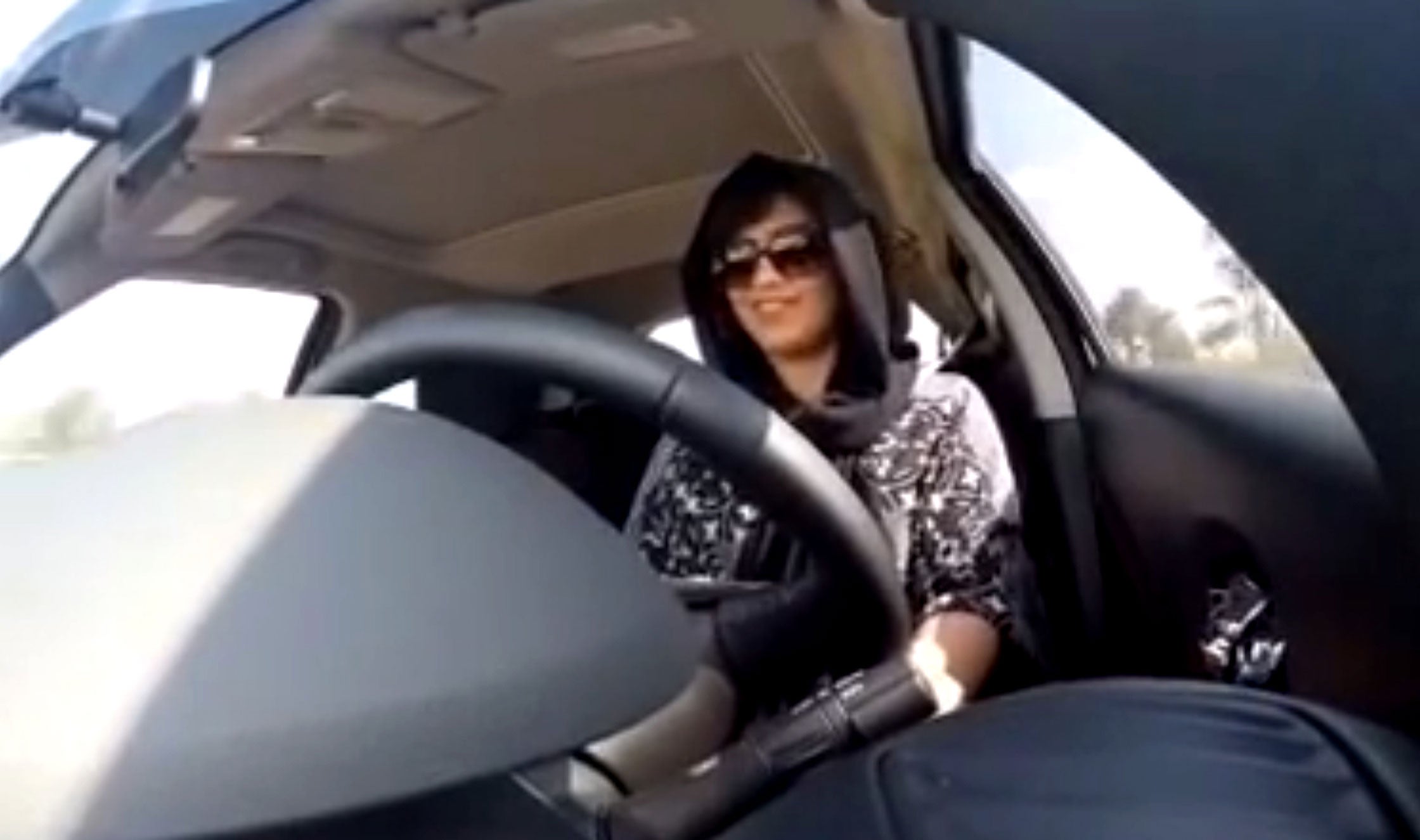 Loujain al-Hathloul driving towards the United Arab Emirates/Saudi Arabia border the day before her arrest
