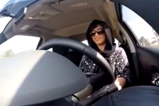 Loujain al-Hathloul driving towards the United Arab Emirates/Saudi Arabia border the day before her arrest