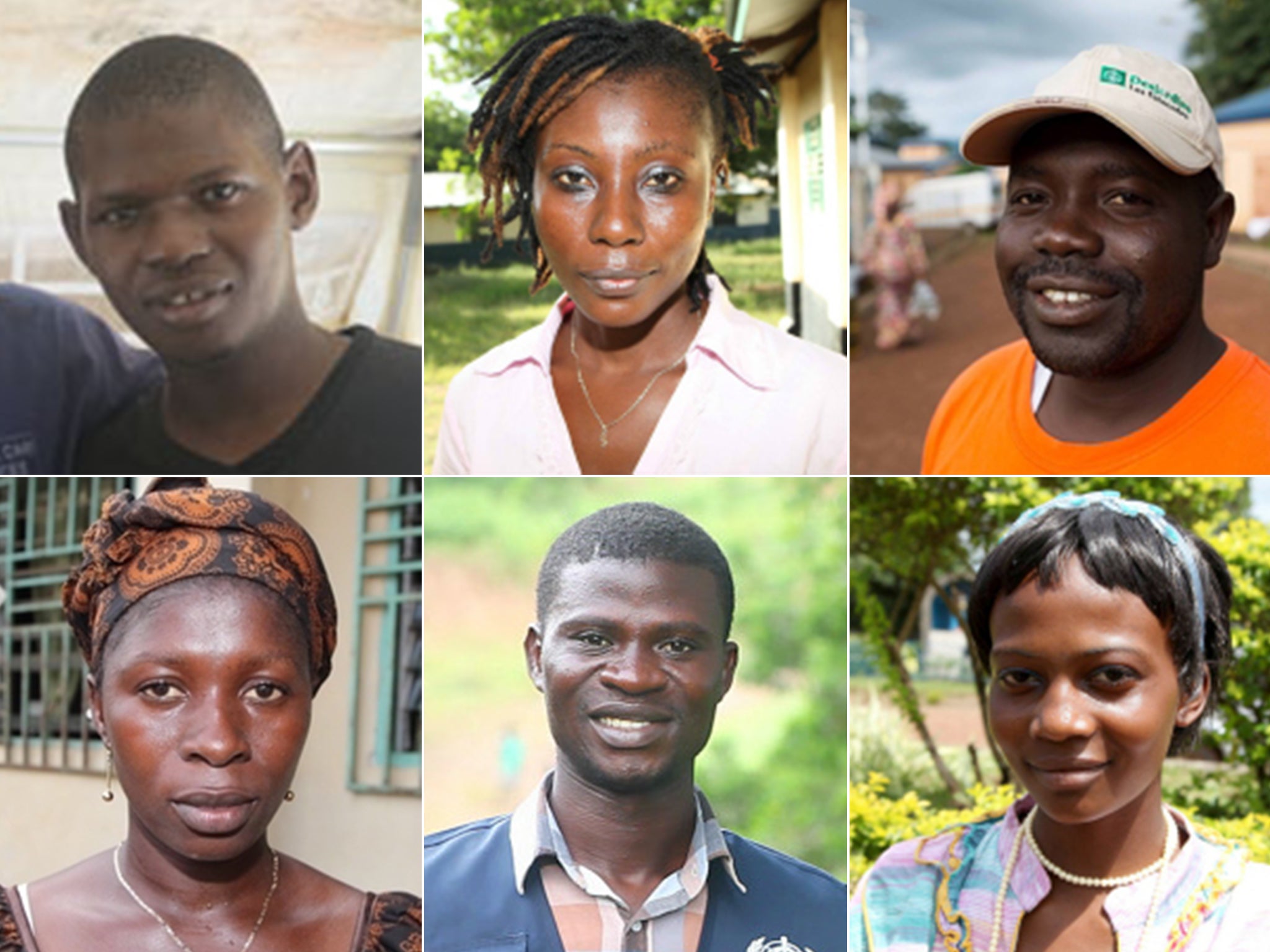 Ebola survivors (L-R) Abdullah D, Bintu Massaquoi, Mohammed Cisse, Fatimata Gaima, Austin S. Jallah and Hannah Sowa