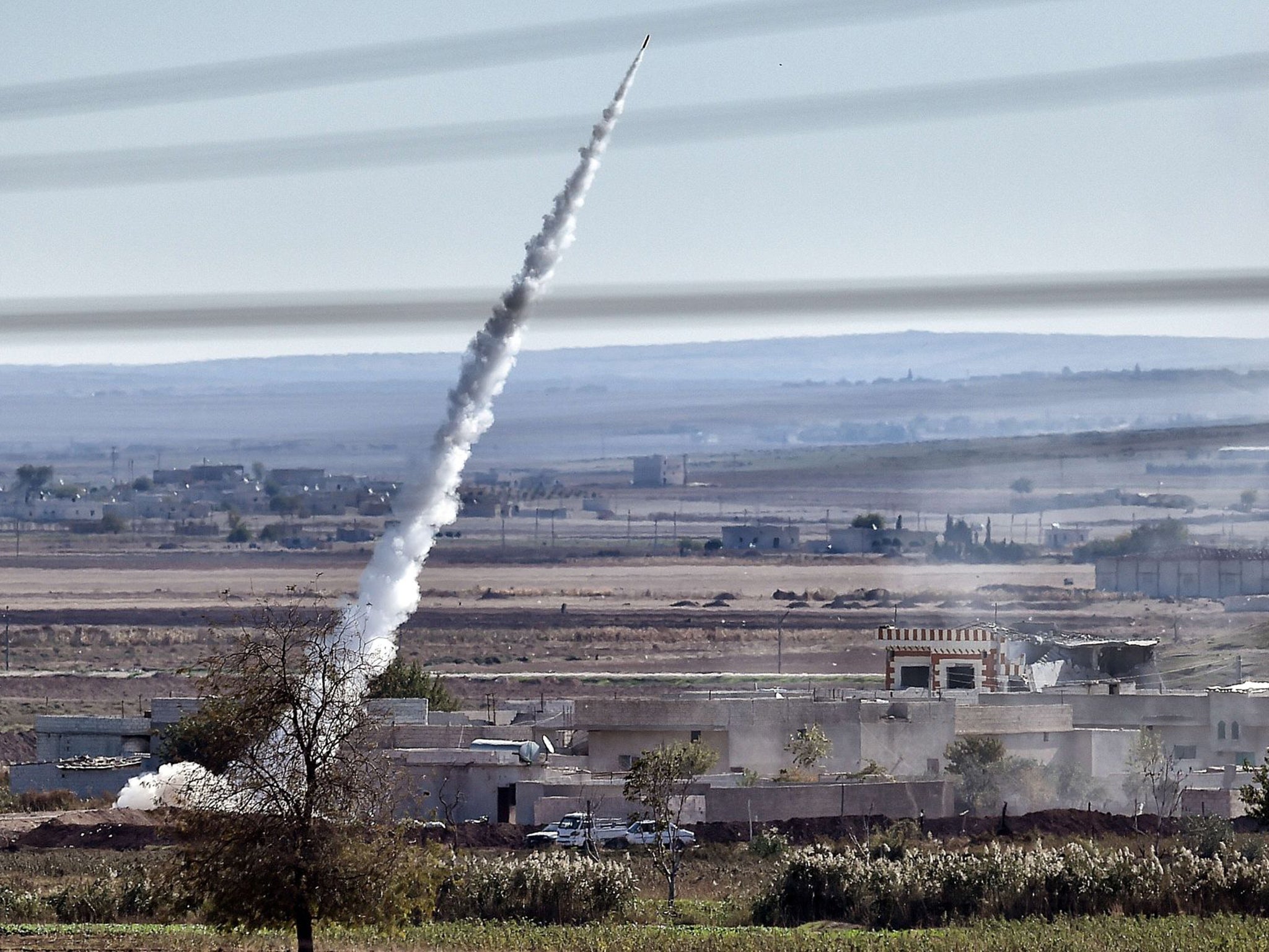 An Isis rocket targeting the town last month