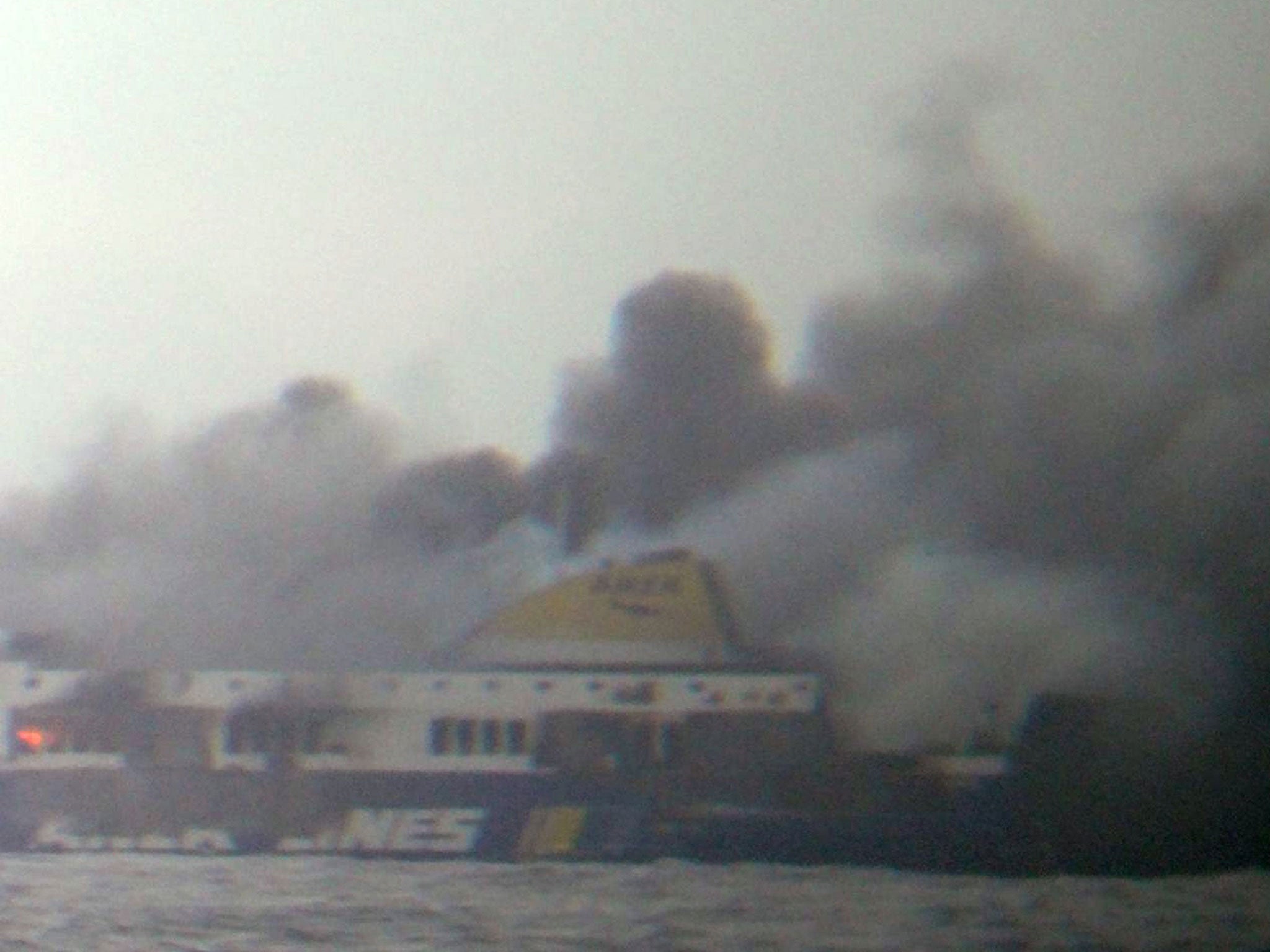 he ferry carrying hundreds of passengers caught fire off the Greek island of Corfu early on Sunday