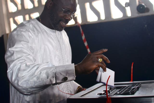 George Weah convincingly beat the President’s son with 78 per cent of the vote