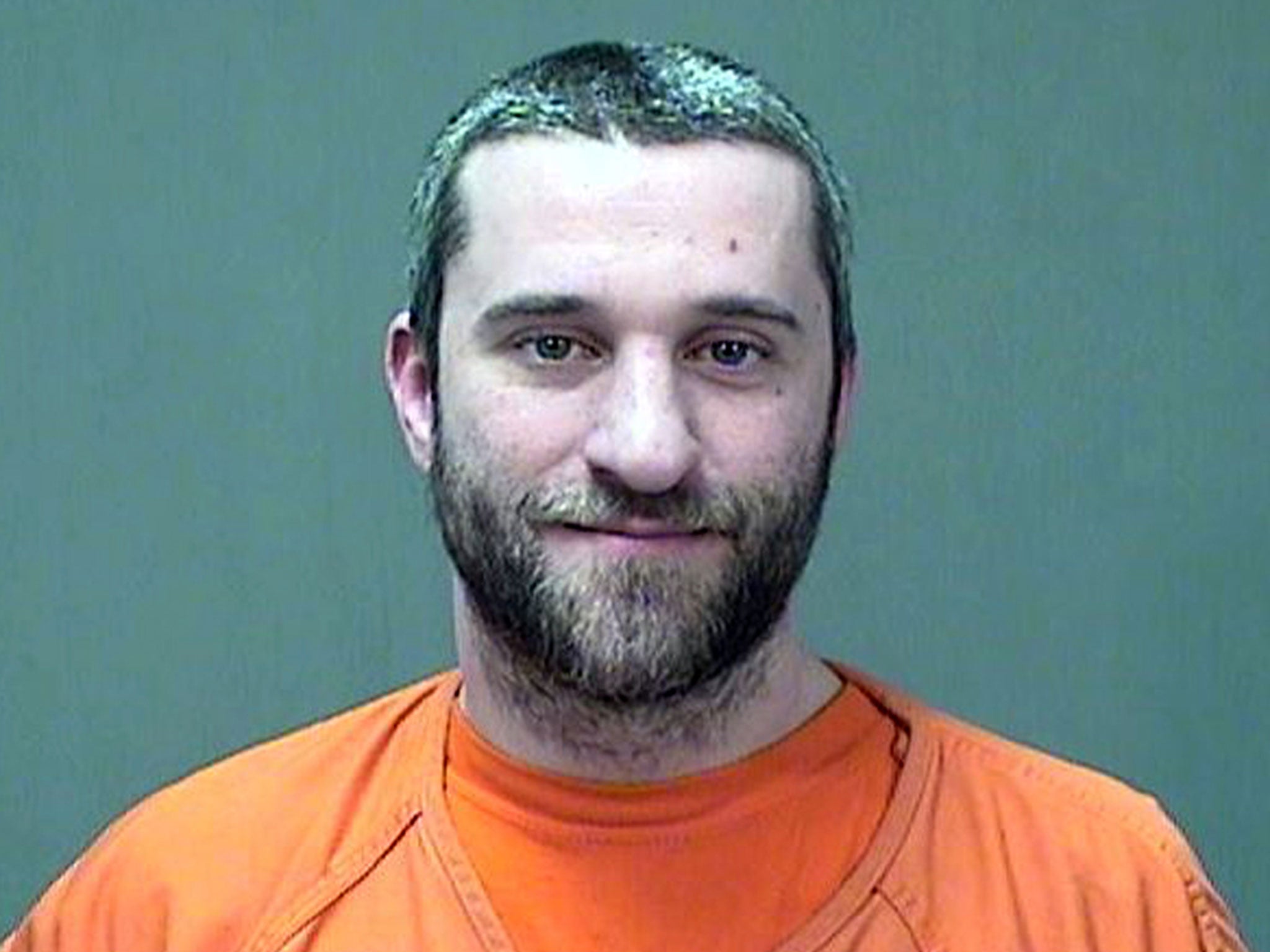 The official police photograph of Dustin Diamond taken after he was arrested in Wisconsin