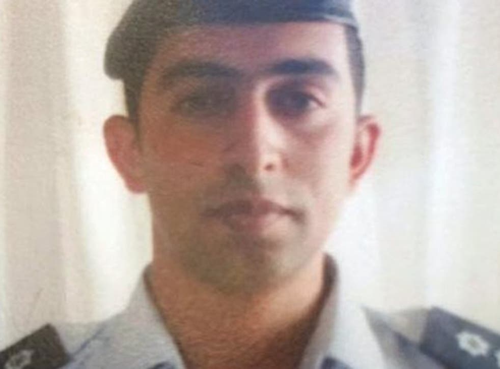 Flight Lieutenant Moaz Youssef al-Kasasbeh, 26, was taken hostage when his plane crashed last week whilst undertaking US-led air strikes against Isis (EPA)