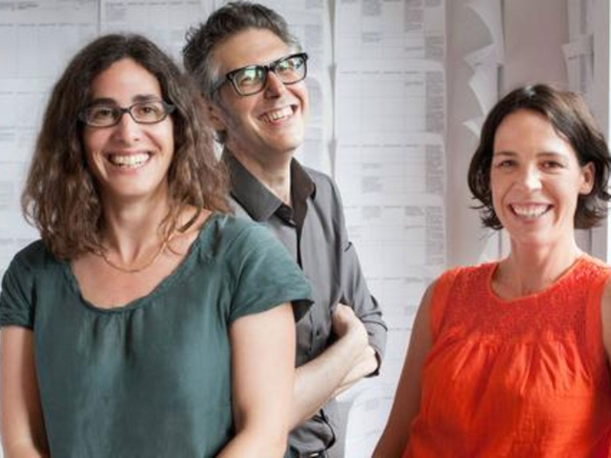 Sarah Koenig, Ira Glass and Julie Snyder, the team behind Serial podcast.