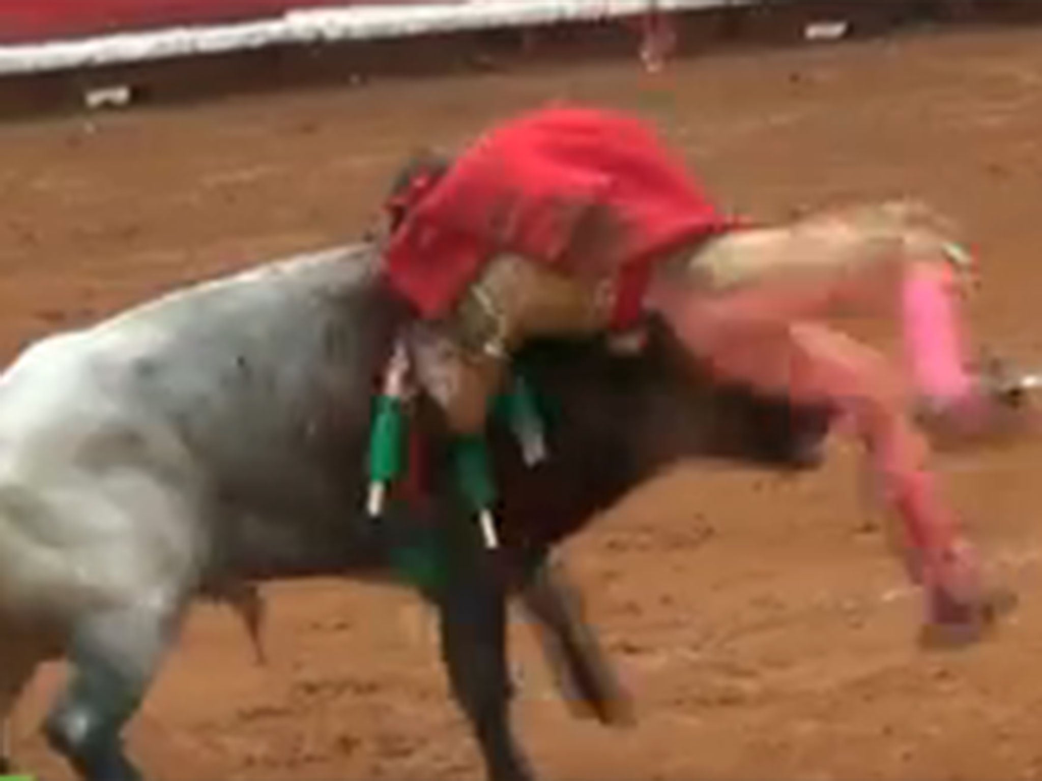Female bullfighter gored twice in Mexico.