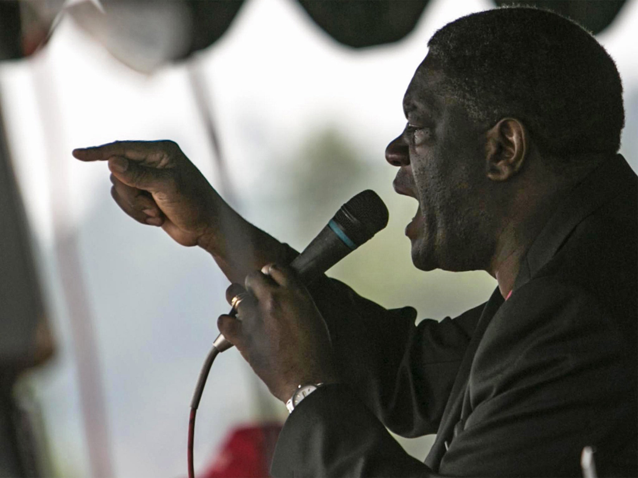 Dr Mukwege addresses a rally against sexual violence in Bukavu