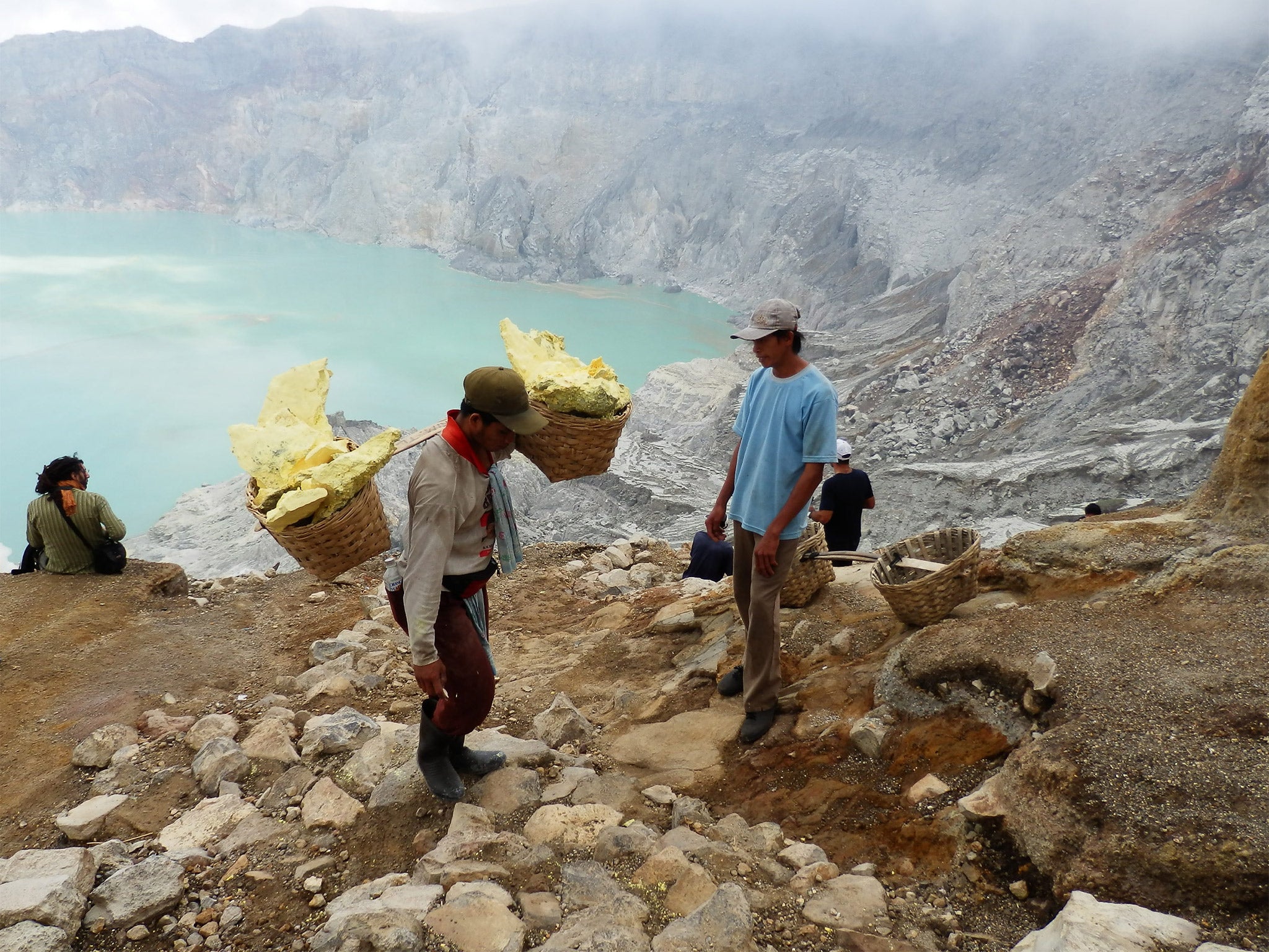 Sulphur miners at Kawah Ijen